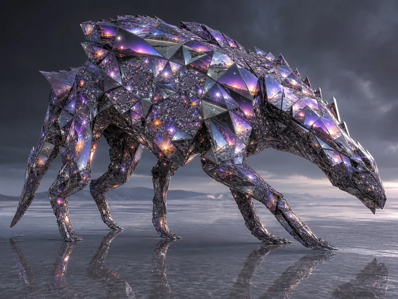Infinite Mirror Kaleidobeast — imagined extraterrestrial life-form illustration, not real on Earth or any exoplanet | DinoLifePedia