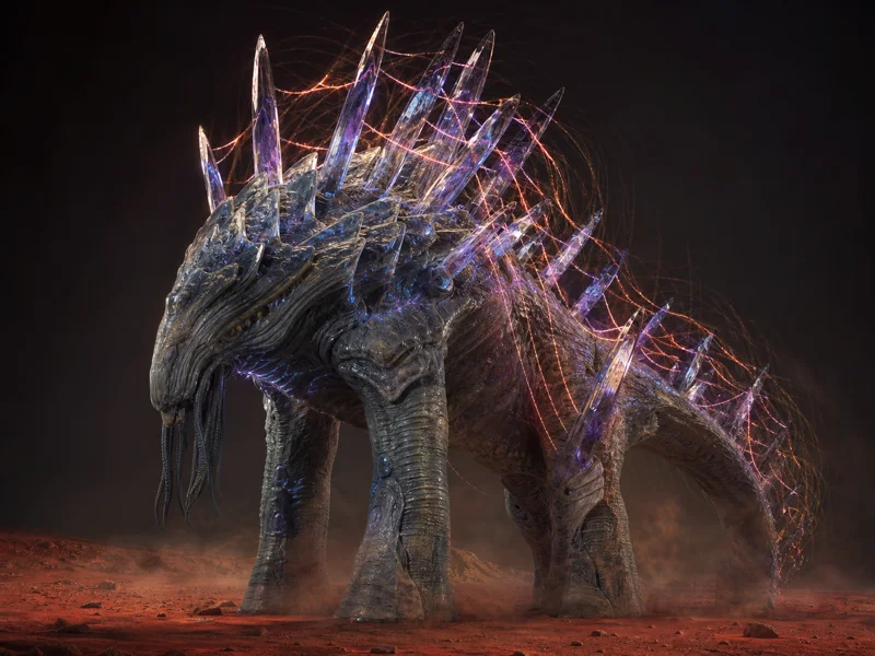 Plasma Harp Colossus — imagined extraterrestrial life-form illustration, not real on Earth or any exoplanet | DinoLifePedia
