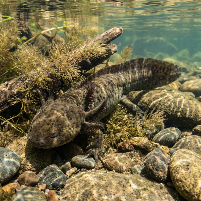 아홀로틀 (Ambystoma mexicanum) — 양서류 현생 생물 일러스트 | DinoLifePedia