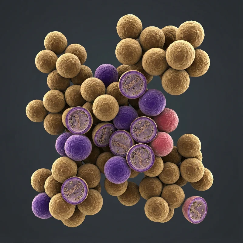 황색포도상구균 (Staphylococcus aureus) — 세균 미생물 일러스트 | DinoLifePedia