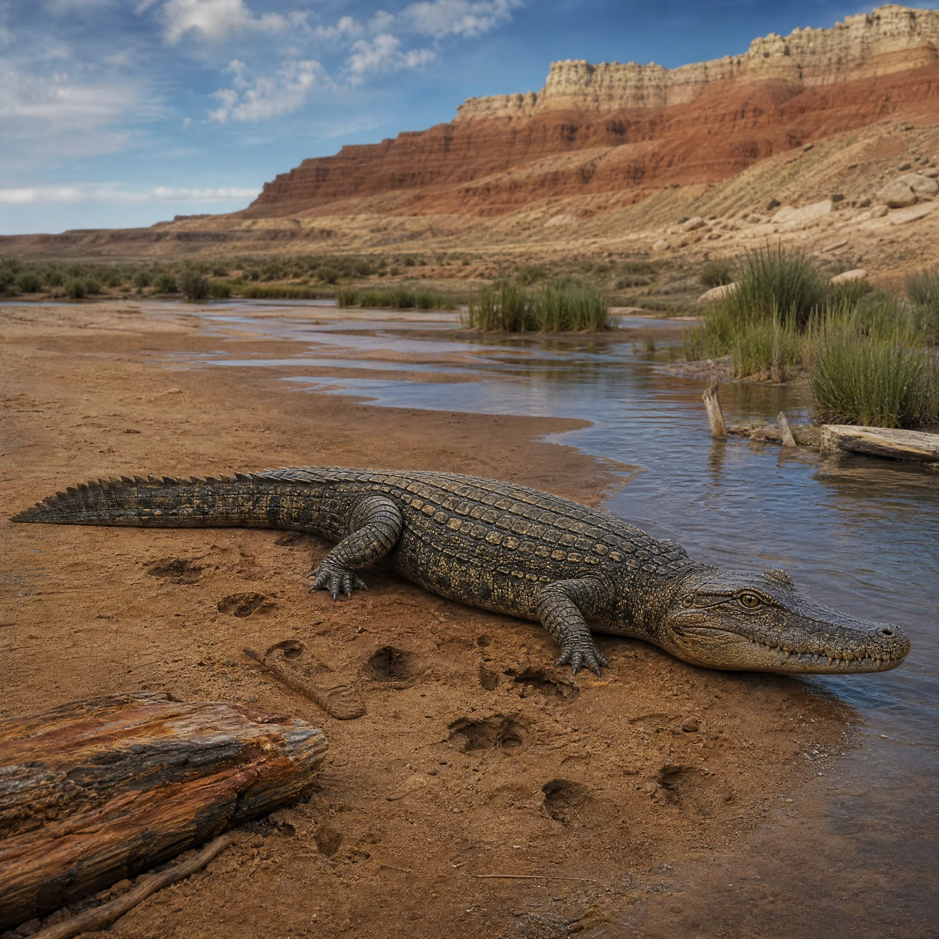 Calsoyasuchus (Calsoyasuchus valliceps) — Crocodilians · Jurassic Period prehistoric life illustration | DinoLifePedia