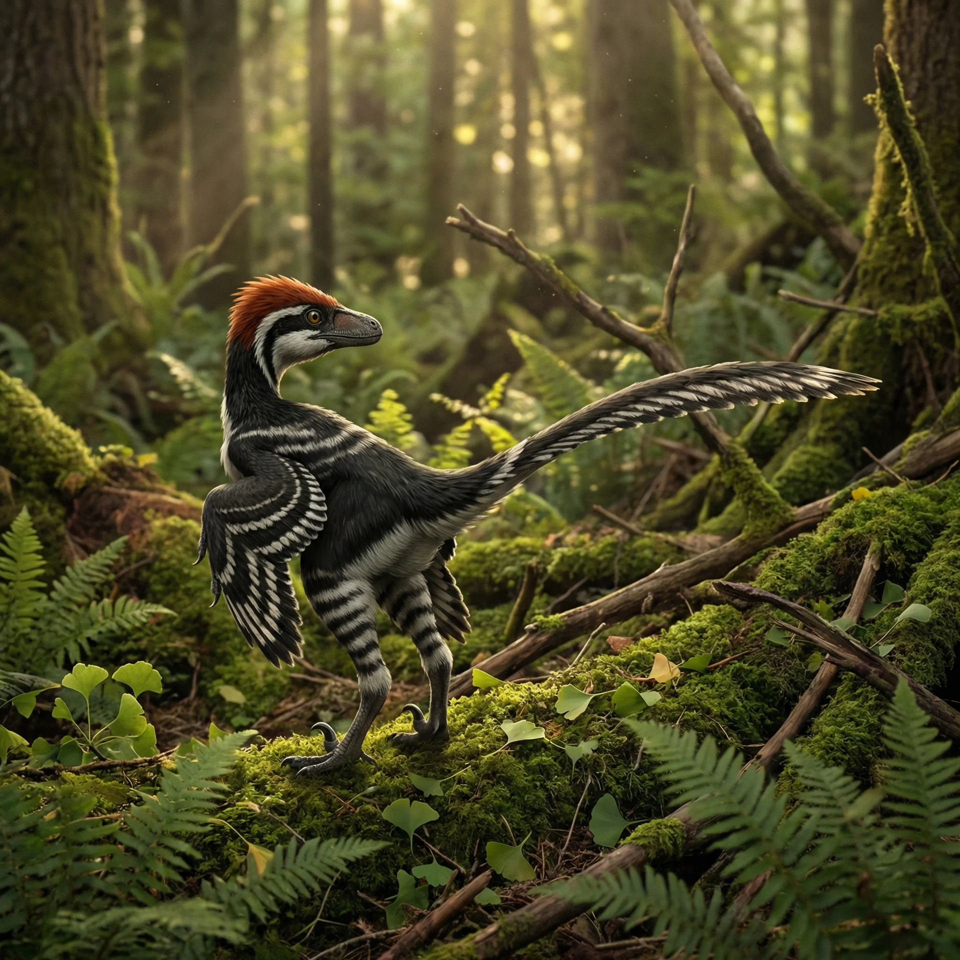 Anchiornis (Anchiornis huxleyi) — Dinosaurs · Jurassic Period prehistoric life illustration | DinoLifePedia