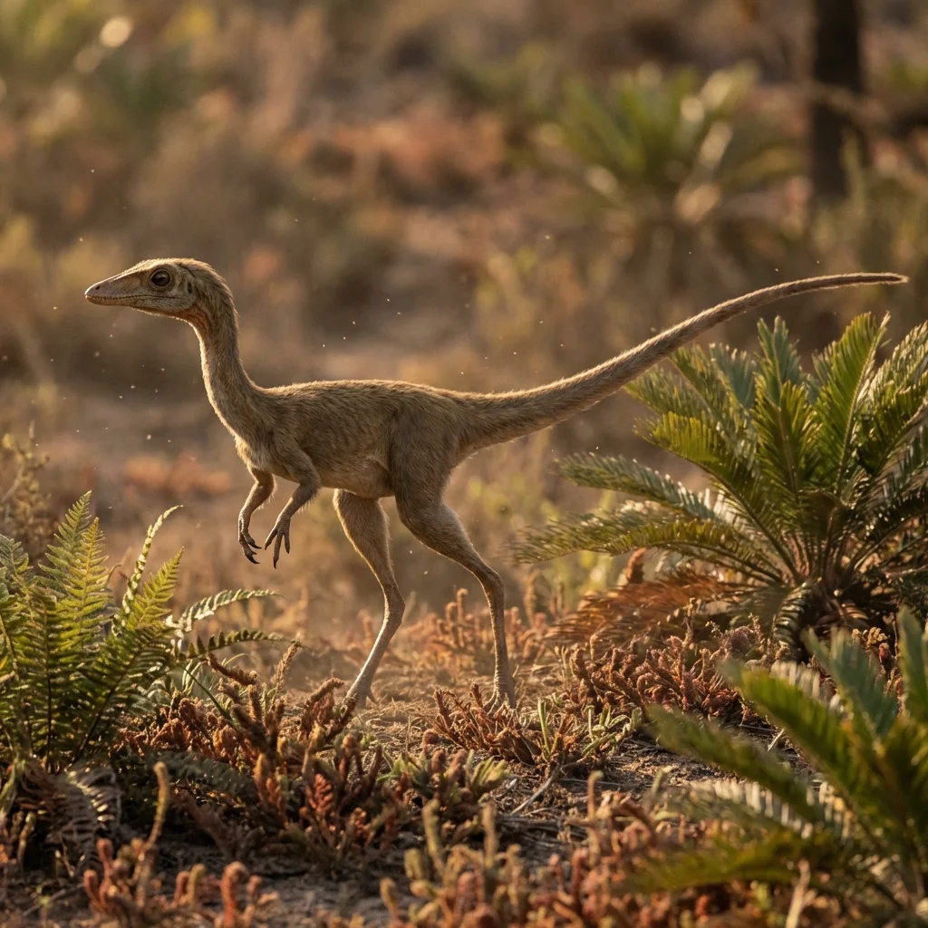 Procompsognathus (Procompsognathus triassicus) — Dinosaurs · Triassic Period prehistoric life illustration | DinoLifePedia