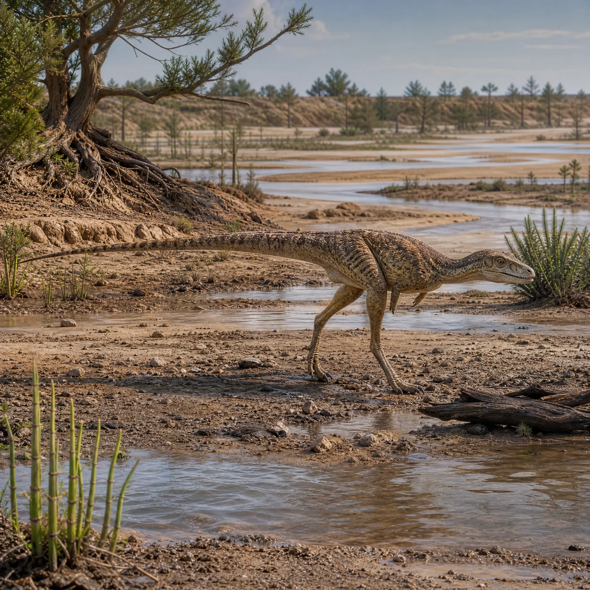 Procompsognathus (Procompsognathus triassicus) — Dinosaurs · Triassic Period prehistoric life illustration | DinoLifePedia