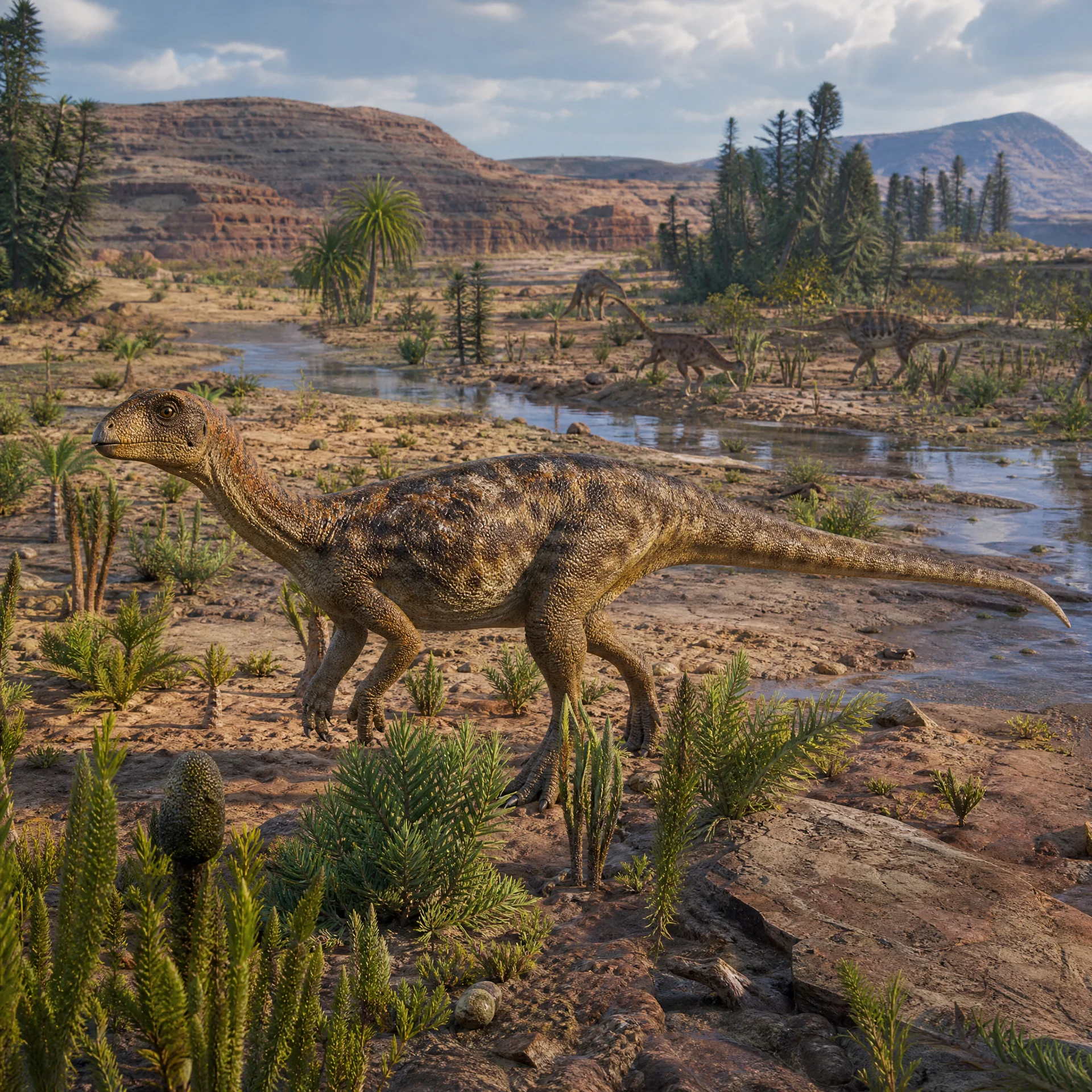 Heterodontosaurus (Heterodontosaurus tucki) — Dinosaurs · Jurassic Period prehistoric life illustration | DinoLifePedia