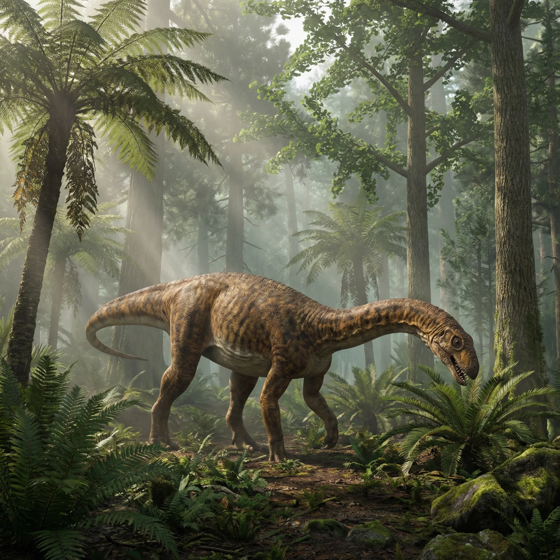 Massospondylus | Dinosaurs · Jurassic Period · prehistoric Massospondylus (Massospondylus carinatus) — Dinosaurs · Jurassic Period prehistoric life illustration | DinoLifePedia