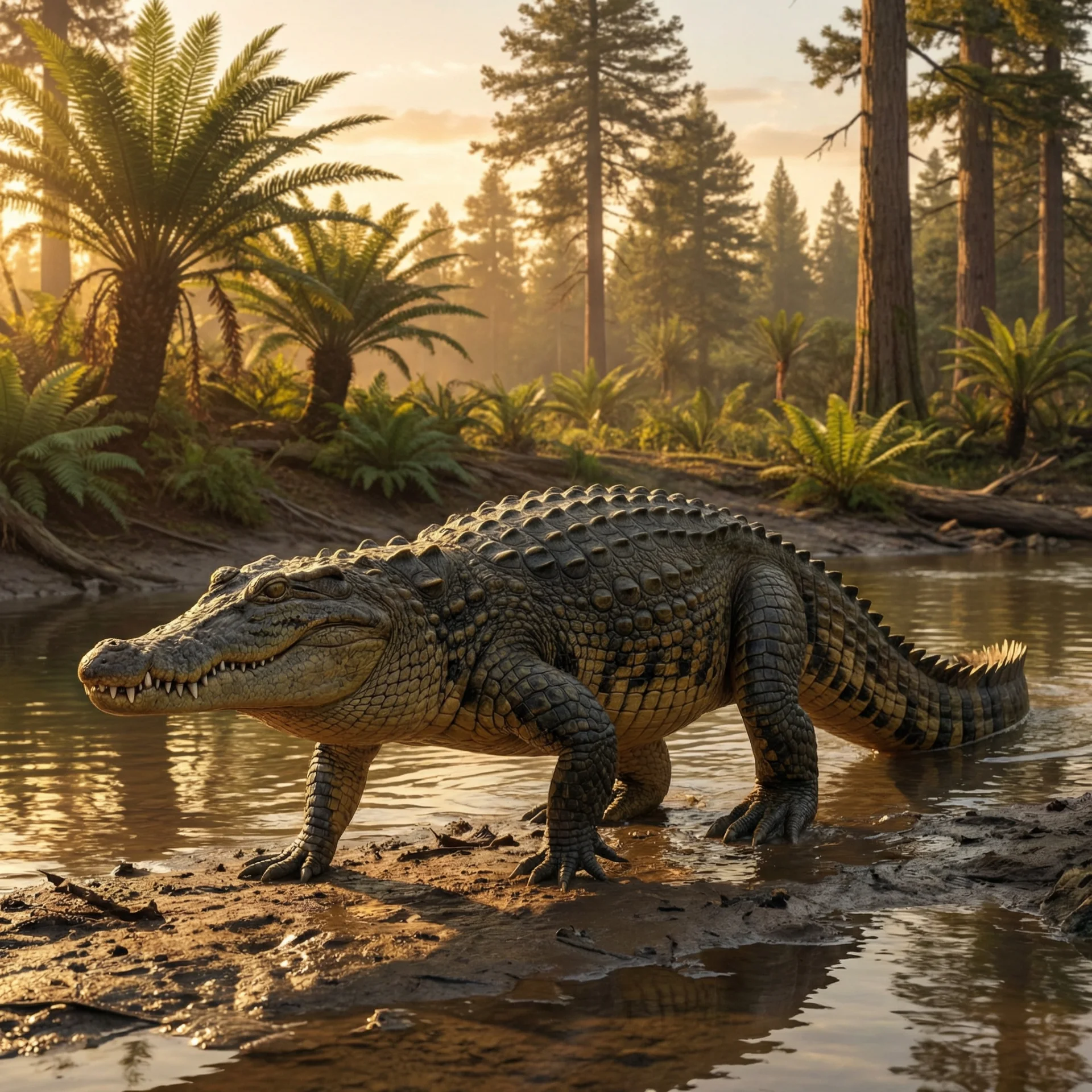 Calsoyasuchus (Calsoyasuchus valliceps) — Crocodilians · Jurassic Period prehistoric life illustration | DinoLifePedia