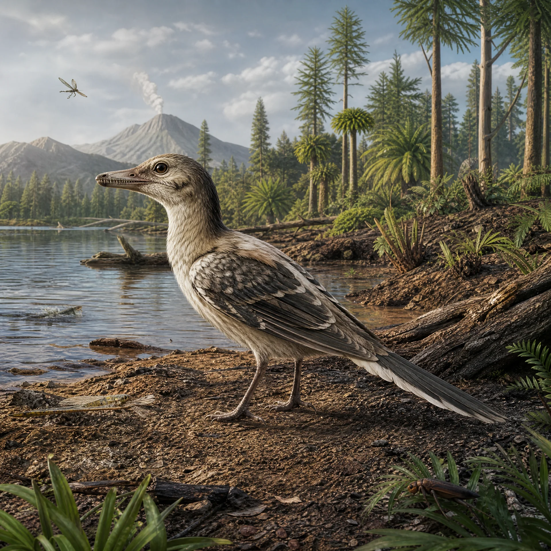 Longipteryx (Longipteryx chaoyangensis) — Dinosaurs · Cretaceous Period prehistoric life illustration | DinoLifePedia