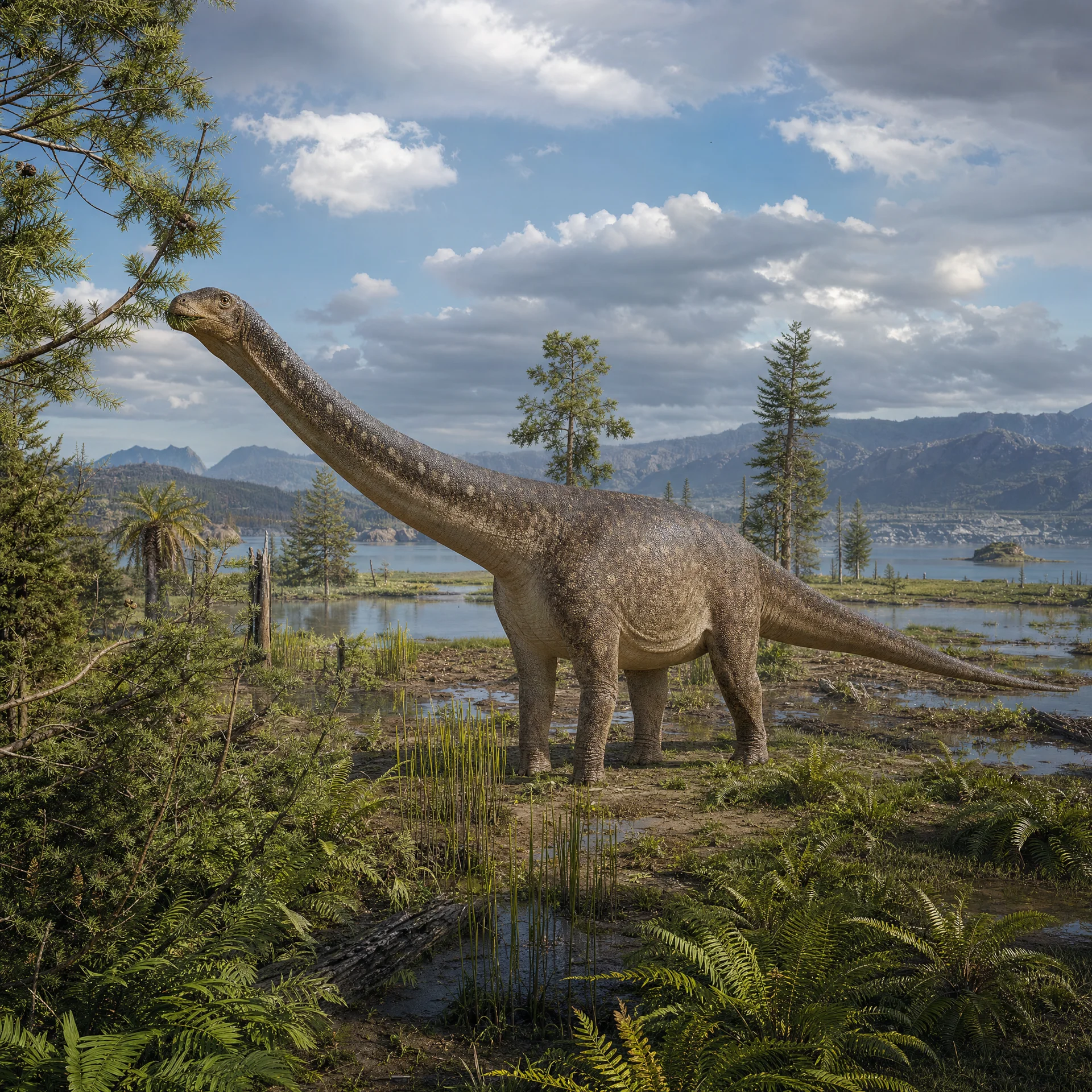 Magyarosaurus (Magyarosaurus dacus) — Dinosaurs · Cretaceous Period prehistoric life illustration | DinoLifePedia