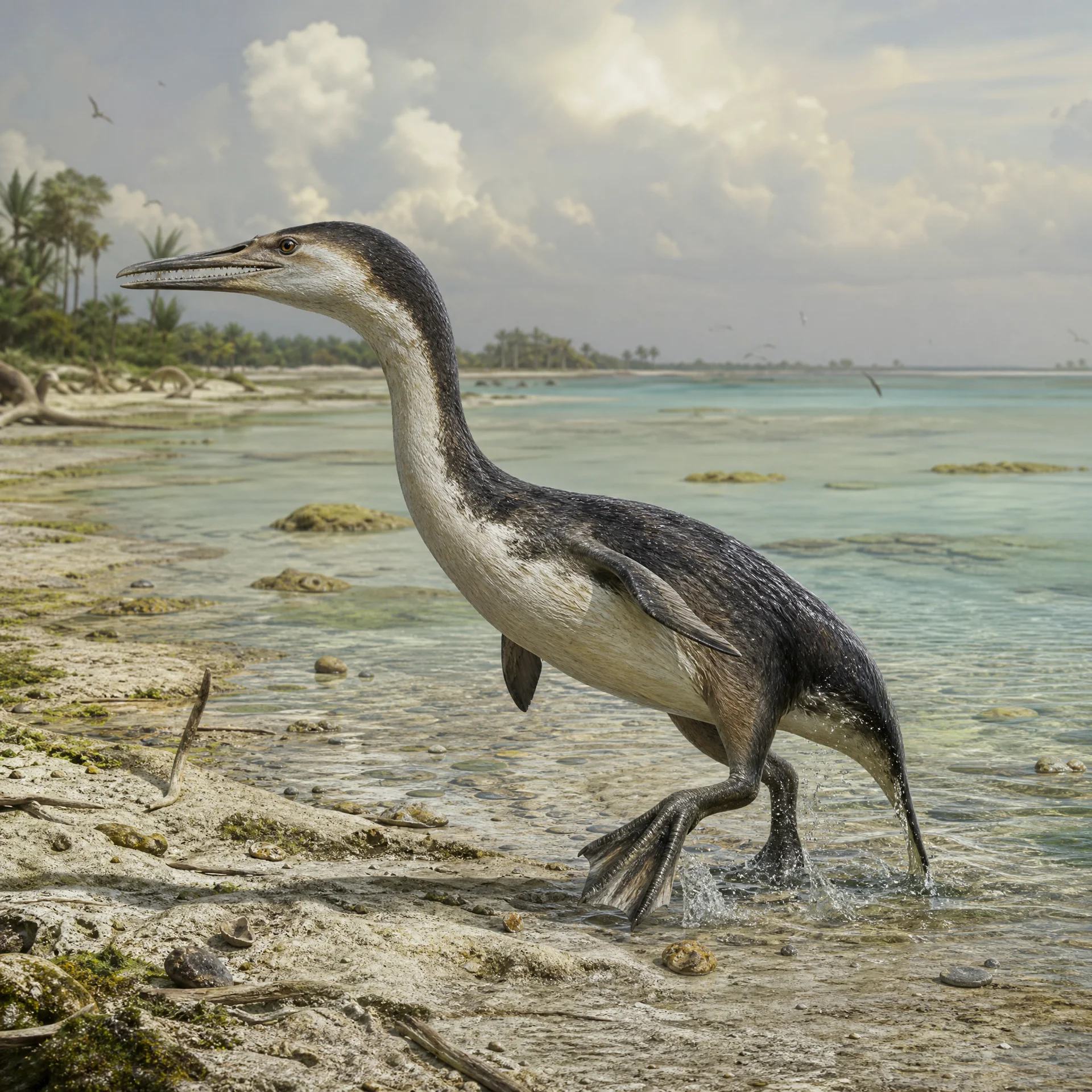 헤스페로르니스 (Hesperornis regalis) — 공룡 · 백악기 고생물 일러스트 | DinoLifePedia