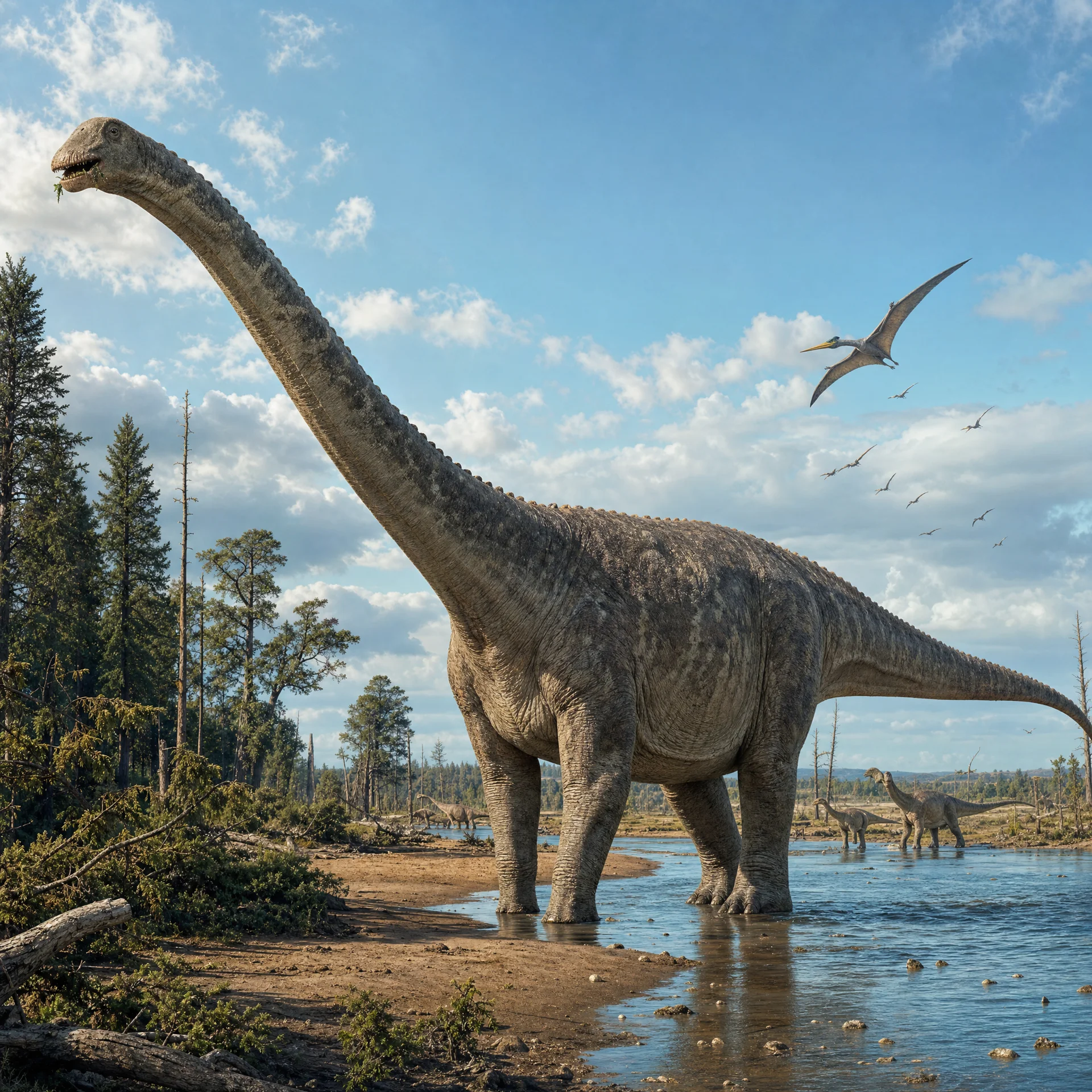 Alamosaurus (Alamosaurus sanjuanensis) — Dinosaurs · Cretaceous Period prehistoric life illustration | DinoLifePedia
