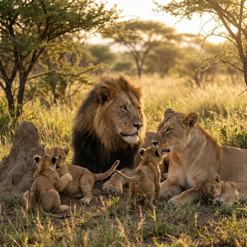 사자 (Panthera leo) — 포유류 현생 생물 일러스트 | DinoLifePedia
