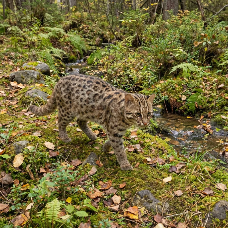 아무르삵 (Prionailurus bengalensis euptilura) — 포유류 현생 생물 일러스트 | DinoLifePedia