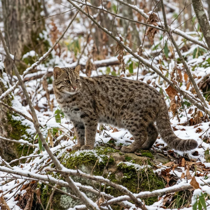 아무르삵 (Prionailurus bengalensis euptilura) — 포유류 현생 생물 일러스트 | DinoLifePedia