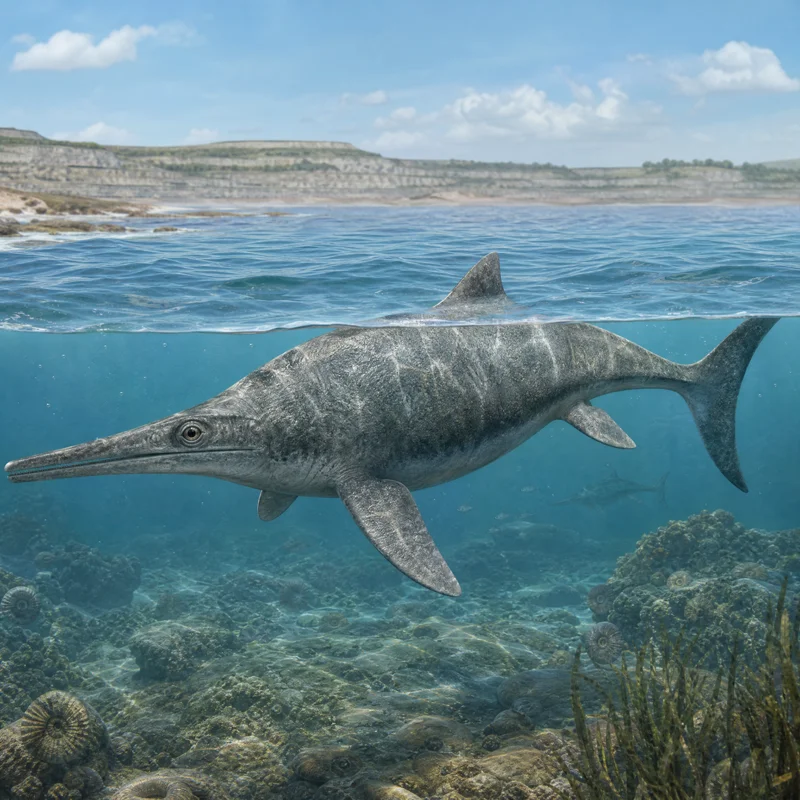 이크티오사우루스 (Ichthyosaurus communis) — 해양 파충류 · 쥐라기 고생물 일러스트 | DinoLifePedia