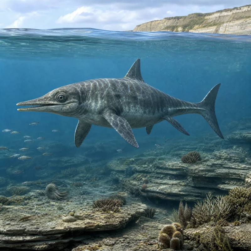 이크티오사우루스 (Ichthyosaurus communis) — 해양 파충류 · 쥐라기 고생물 일러스트 | DinoLifePedia