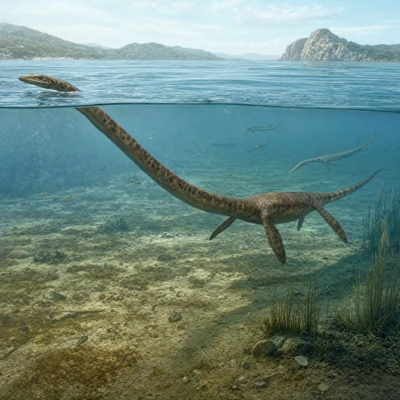 타니스트로페우스 (Tanystropheus longobardicus) — 해양 파충류 · 트라이아스기 고생물 일러스트 | DinoLifePedia