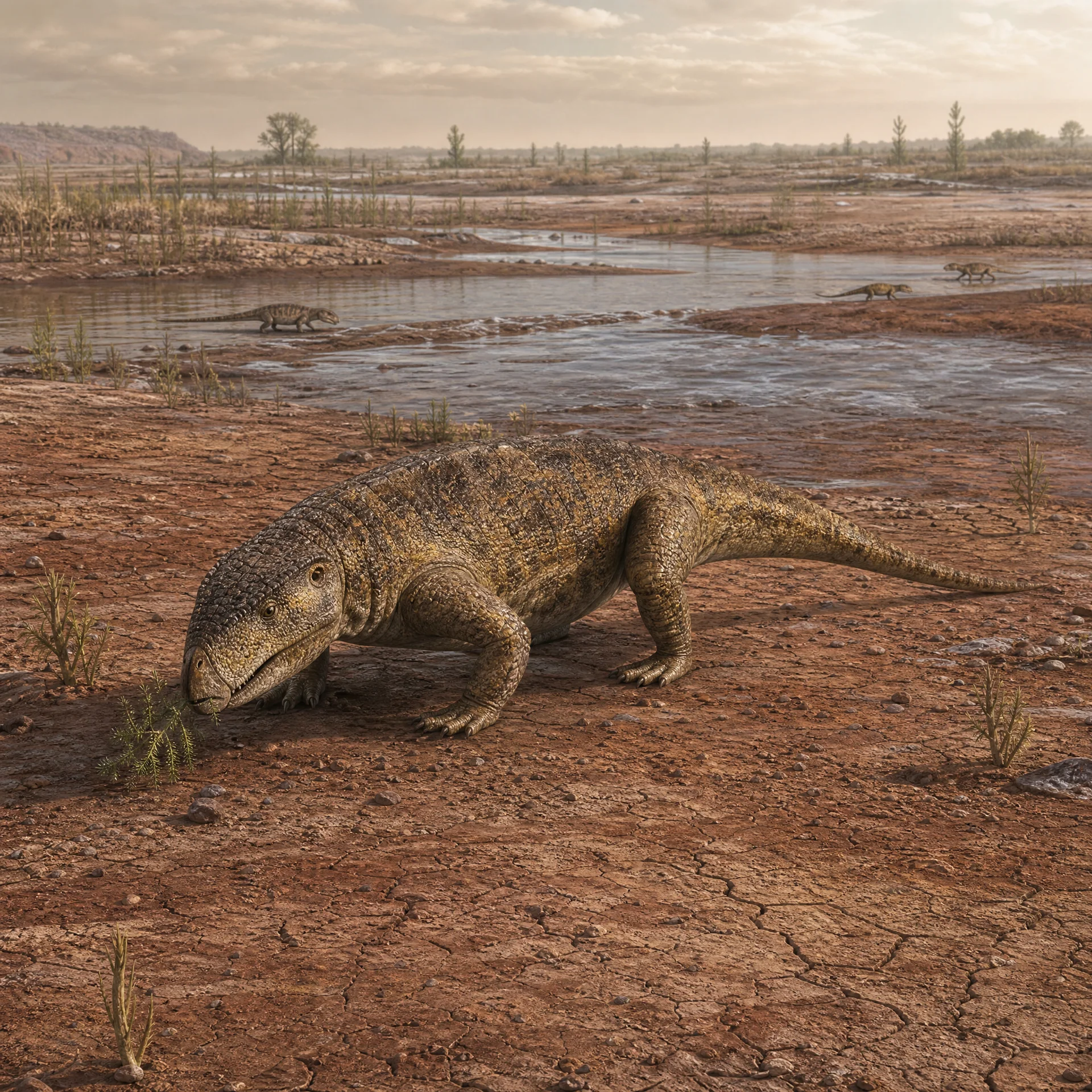 린코사우루스 (Rhynchosaurus articeps) — 해양 파충류 · 트라이아스기 고생물 일러스트 | DinoLifePedia