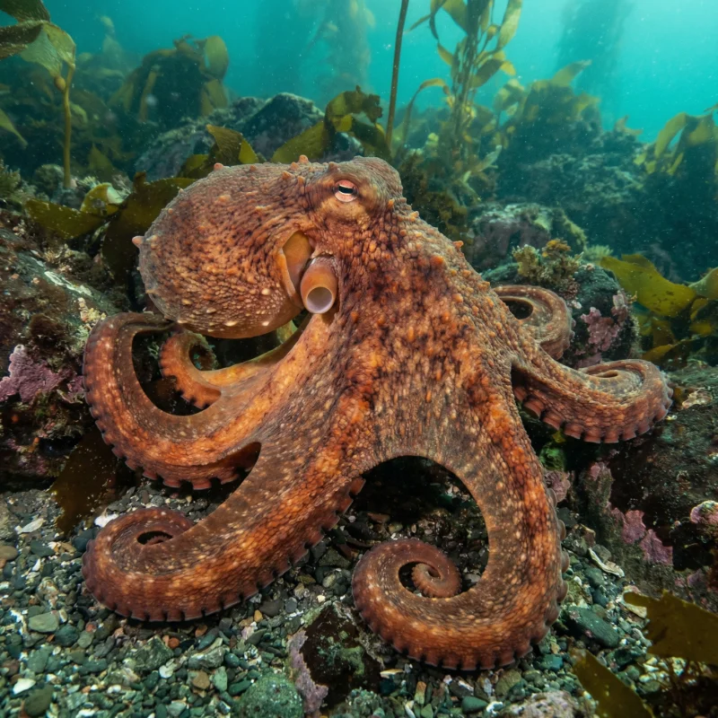 대왕문어 (Enteroctopus dofleini) — 연체동물 현생 생물 일러스트 | DinoLifePedia