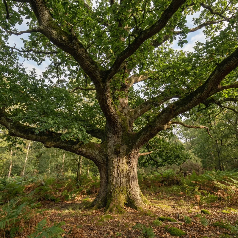 유럽참나무 (Quercus robur) — 식물 현생 생물 일러스트 | DinoLifePedia