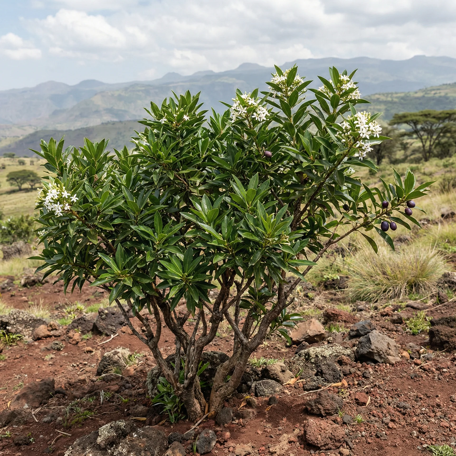 Arrow Poison Tree (Acokanthera schimperi) — Plants modern living organism illustration | DinoLifePedia