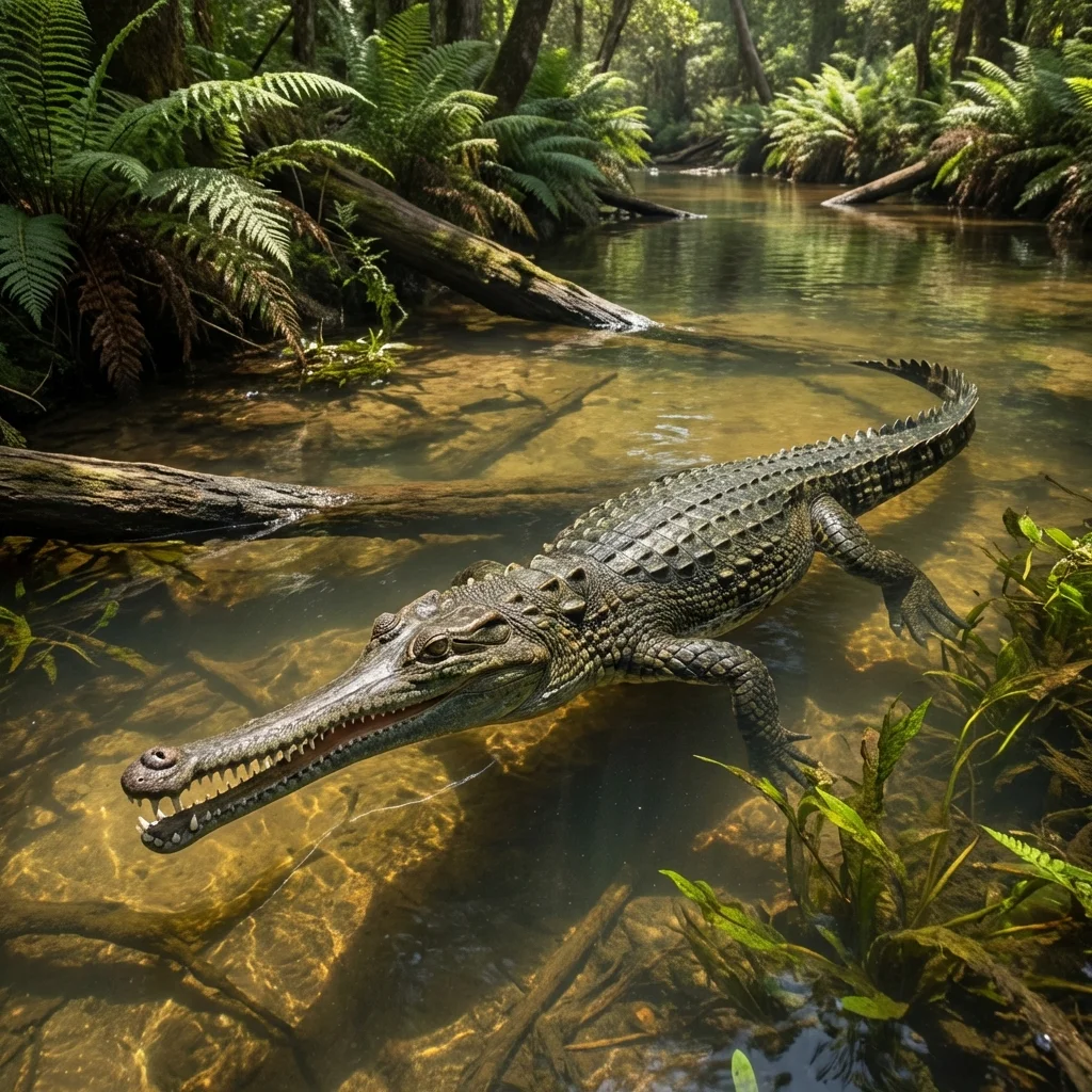 Mystriosuchus | Marine Reptiles · Triassic Period · prehistoric Mystriosuchus (Mystriosuchus planirostris) — Marine Reptiles · Triassic Period prehistoric life illustration | DinoLifePedia
