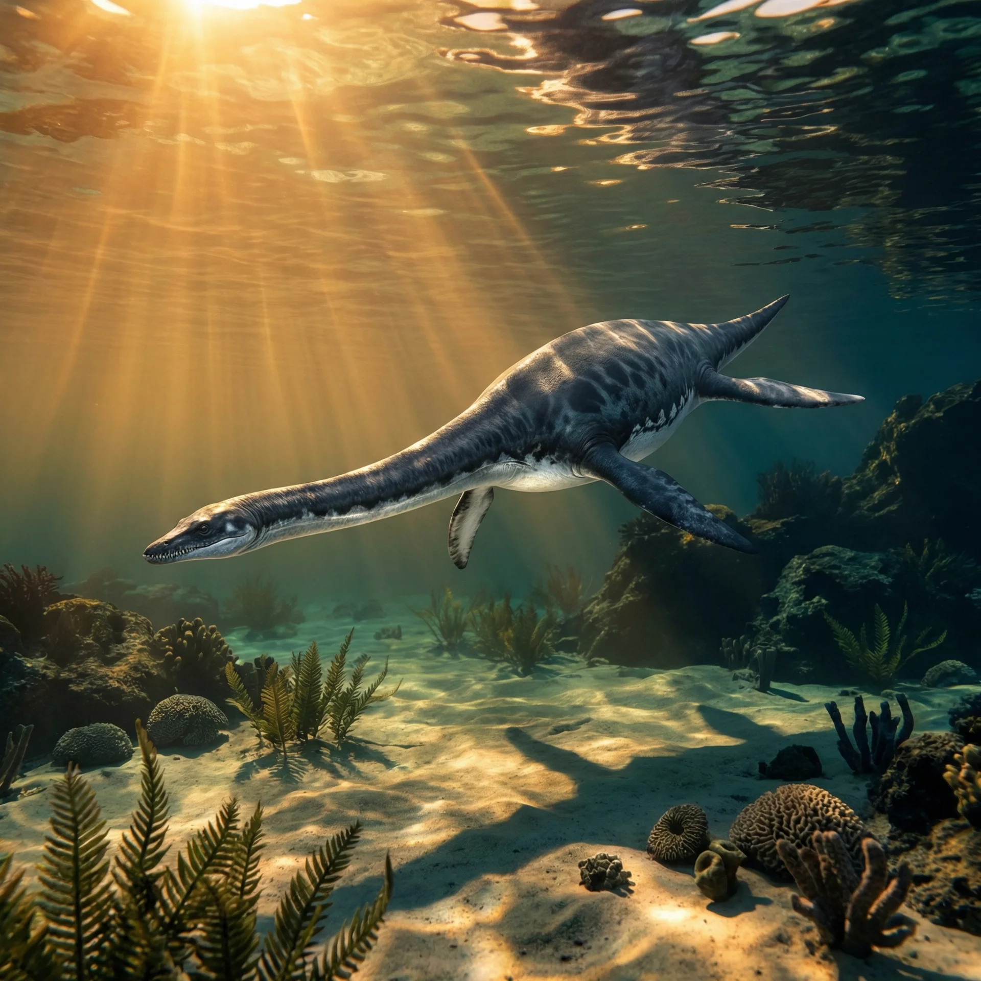 Cryonectes (Cryonectes neustriacus) — Plesiosaurs · Jurassic Period prehistoric life illustration | DinoLifePedia